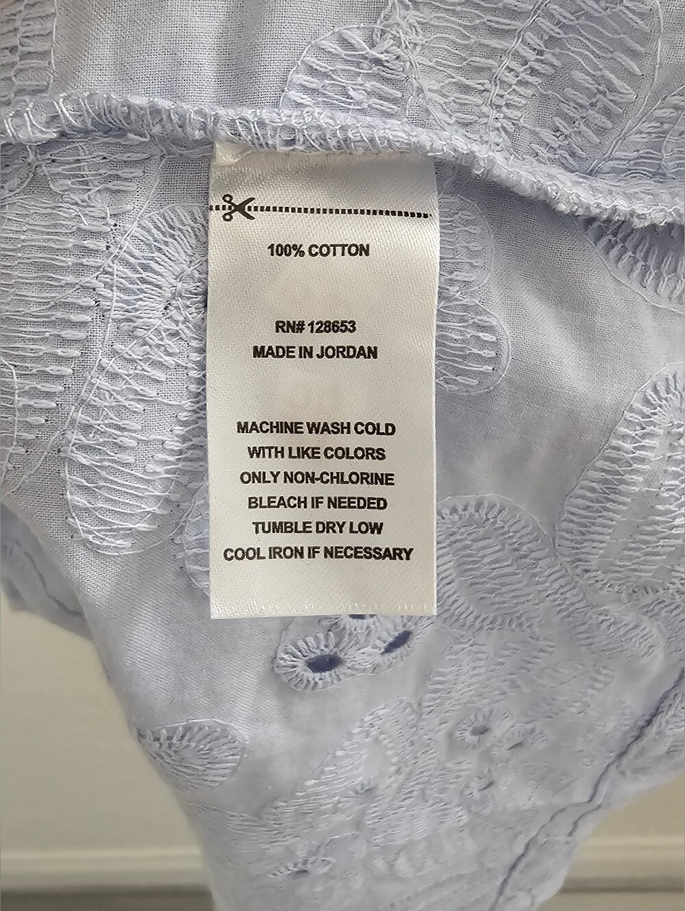 Calypso St. Barth Light Blue Eyelet Puff Sleeve Blouse - Picture 5 of 7